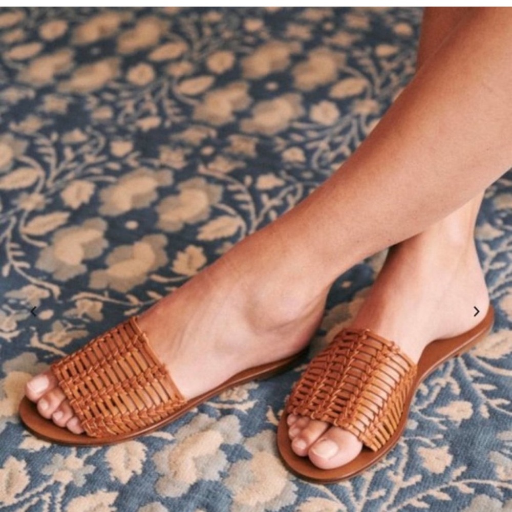 Sezane Tan Woven Leather Sandals